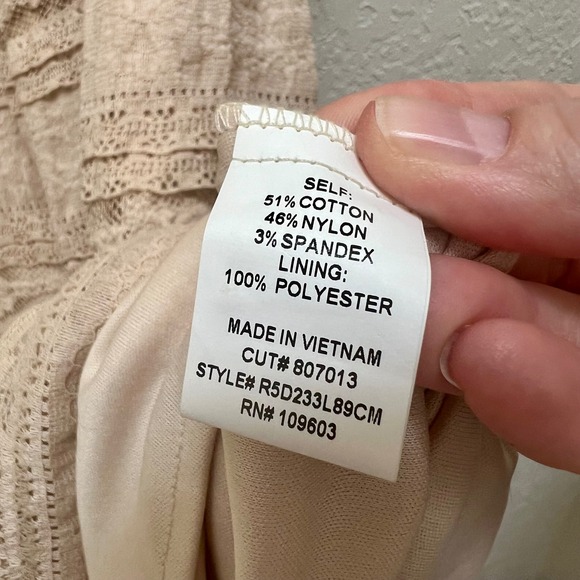 Chris McLaughlin‎ 18W Beige Lace Tiered V Neck Midi Dress 3/4 Sleeve - Picture 4 of 6